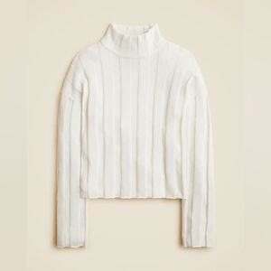 J. Crew Cream Ribbed Cropped Mockneck Sweater